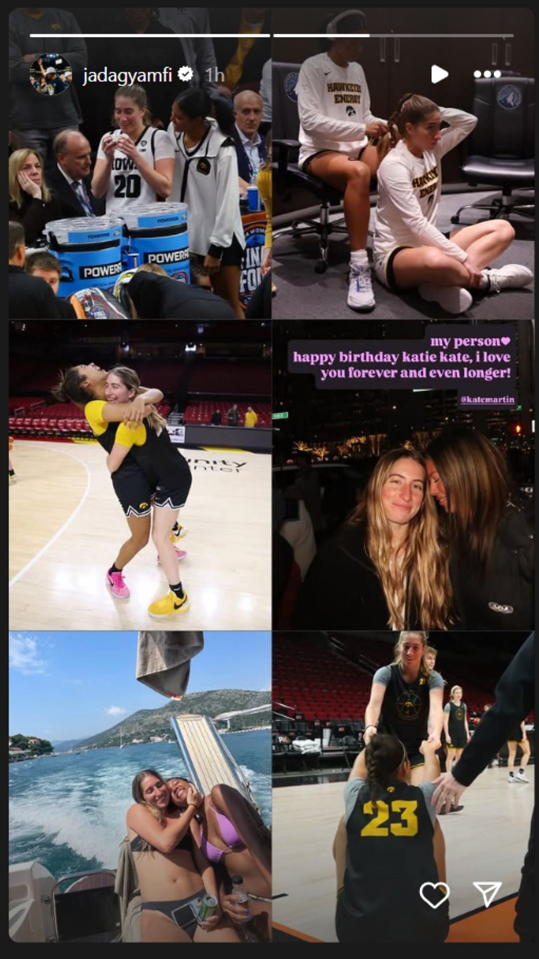 Jada Gyamfi wishes Kate Martin a happy birthday with a photo collage on IG story. Image via @jadagyamfi